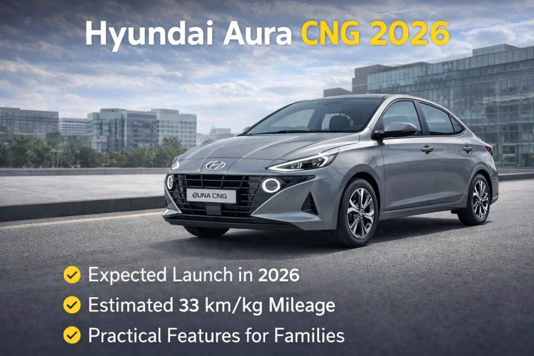 Hyundai Aura CNG 2026 sedan with modern design and fuel-efficient CNG setup