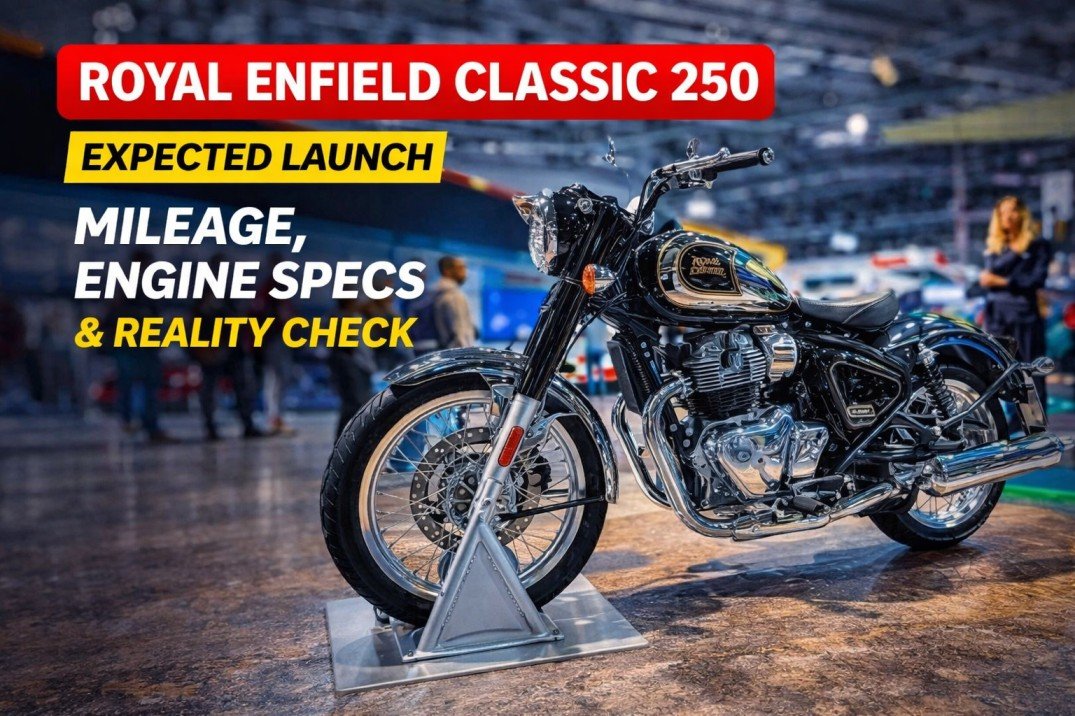 Royal Enfield Classic 250 expected model showcasing classic retro design with chrome finish and 250cc engine concept