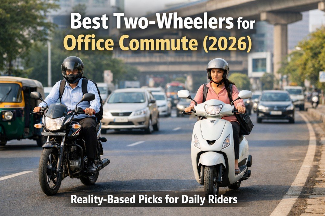 Best two-wheelers for daily office commute in India showing real-world riding conditions