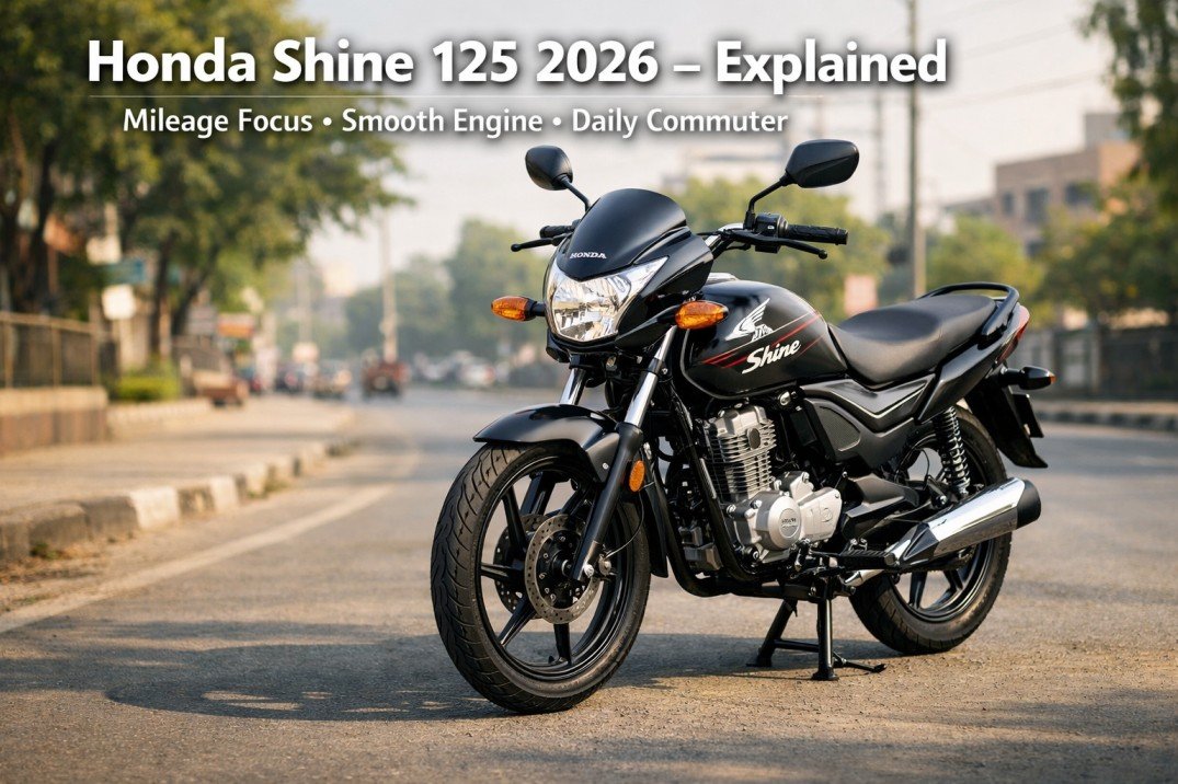 Honda Shine 125 2026 commuter motorcycle showcased with mileage-focused engine and practical design