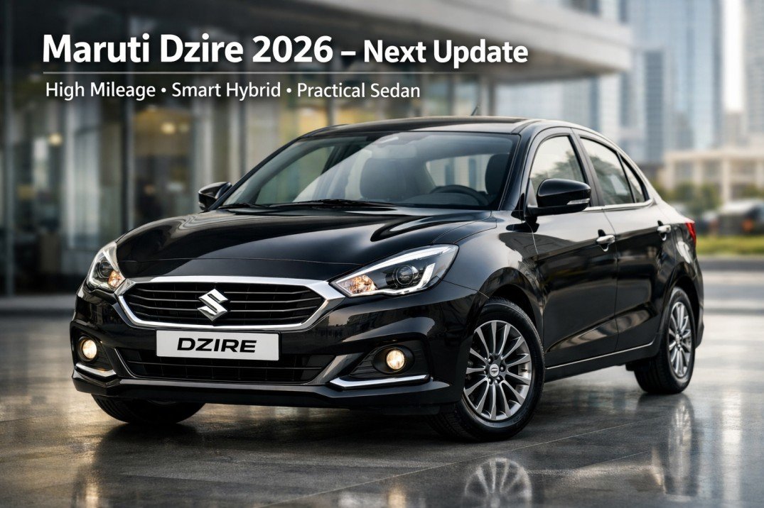 Maruti Suzuki Dzire 2026 sedan showcased with updated design, smart hybrid system and high mileage focus
