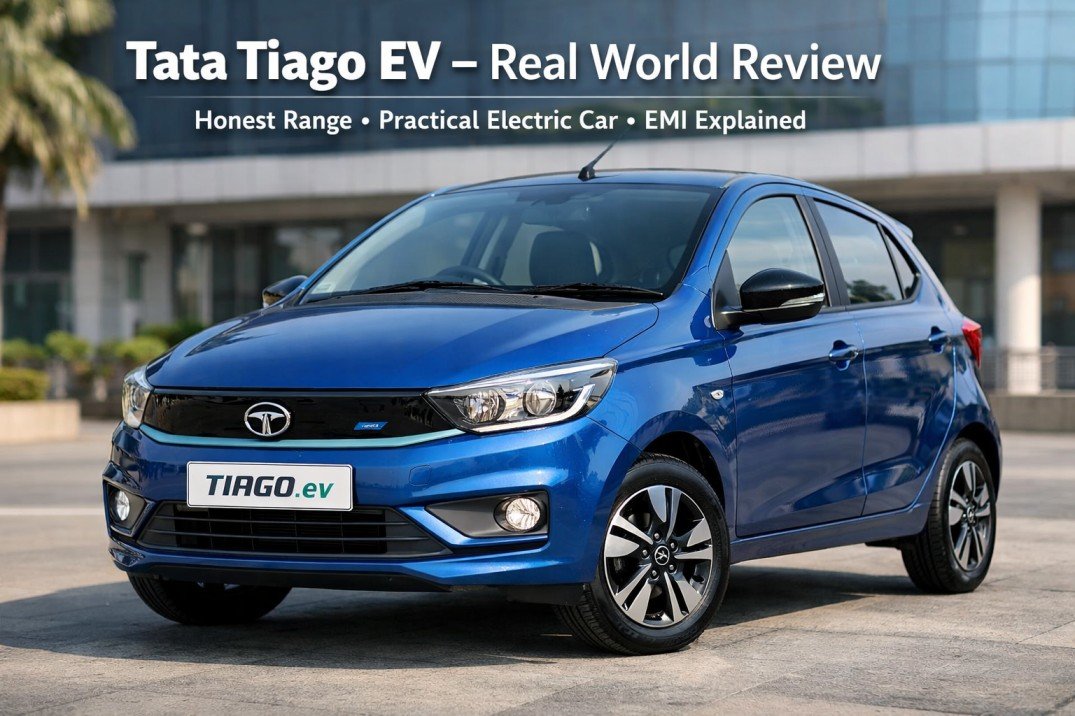 Tata Tiago EV electric car real world review showing practical range and features