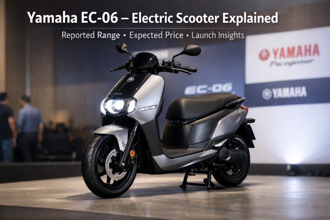Yamaha EC-06 electric scooter showcased at launch event with reported range and expected features