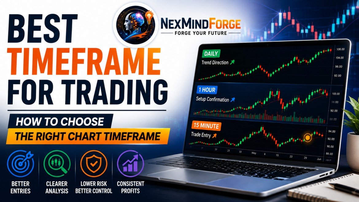 Best Timeframe for Trading chart guide showing daily, 1 hour and 15 minute timeframe for better trading analysis